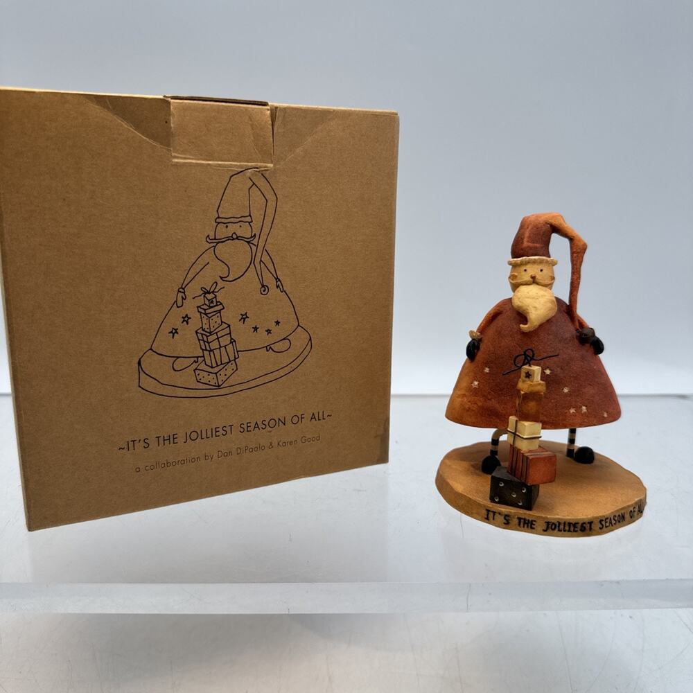 August Moon "Its The Jolliest Season Of All" Santa Figurine Bobbles +Box Read